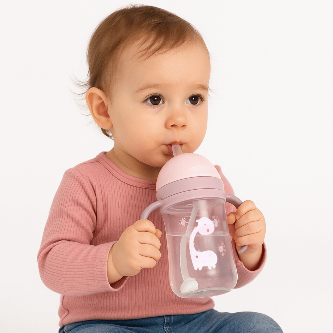 Bebé niña tomando agua en vaso pitillo 350 ml