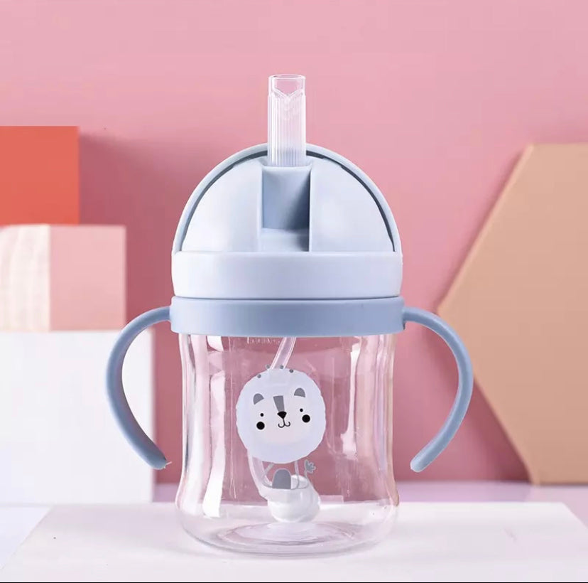 Vaso pitillo antiderrame 250 ml con diseño de león para bebés