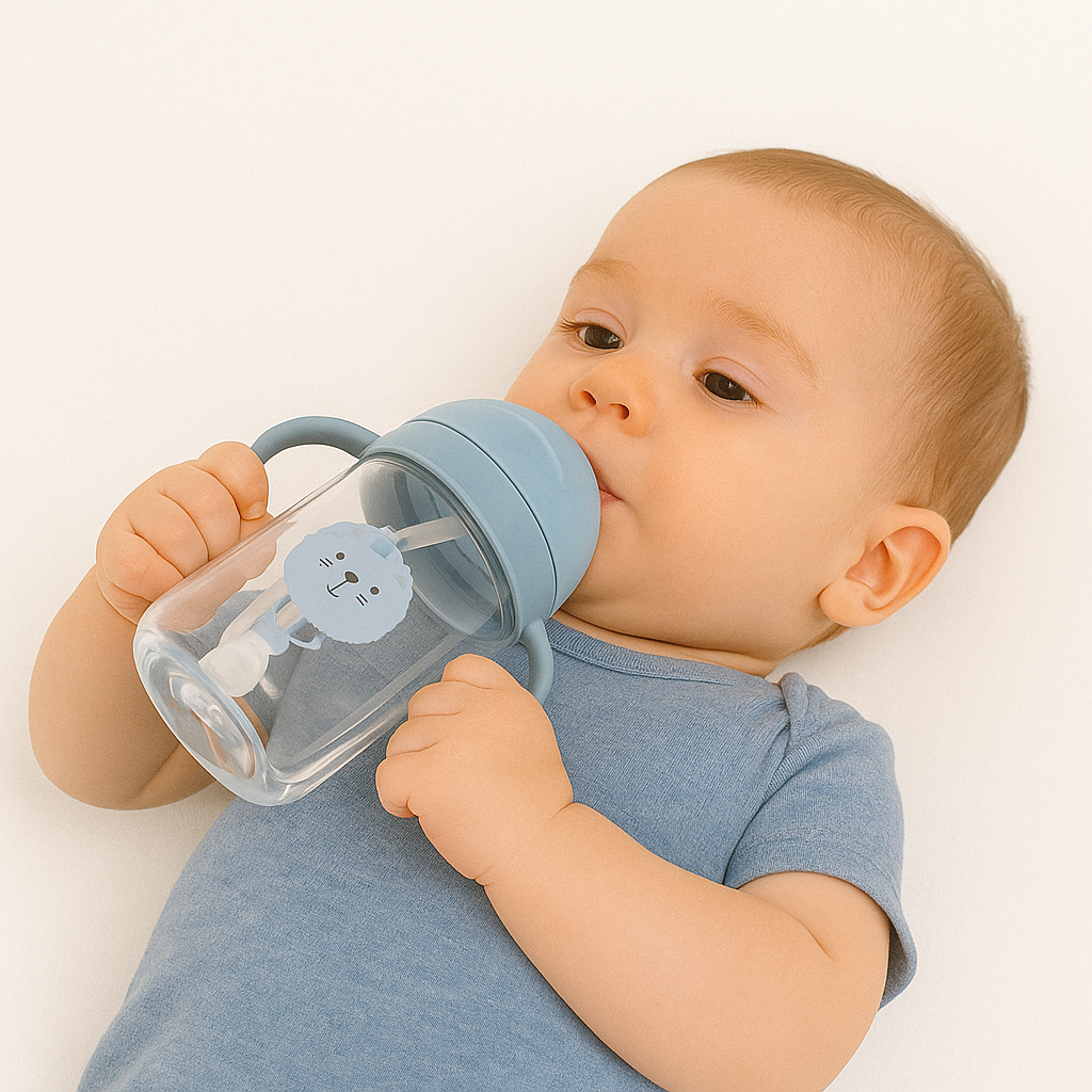 Bebé tomando agua en vaso pitillo 350 ml