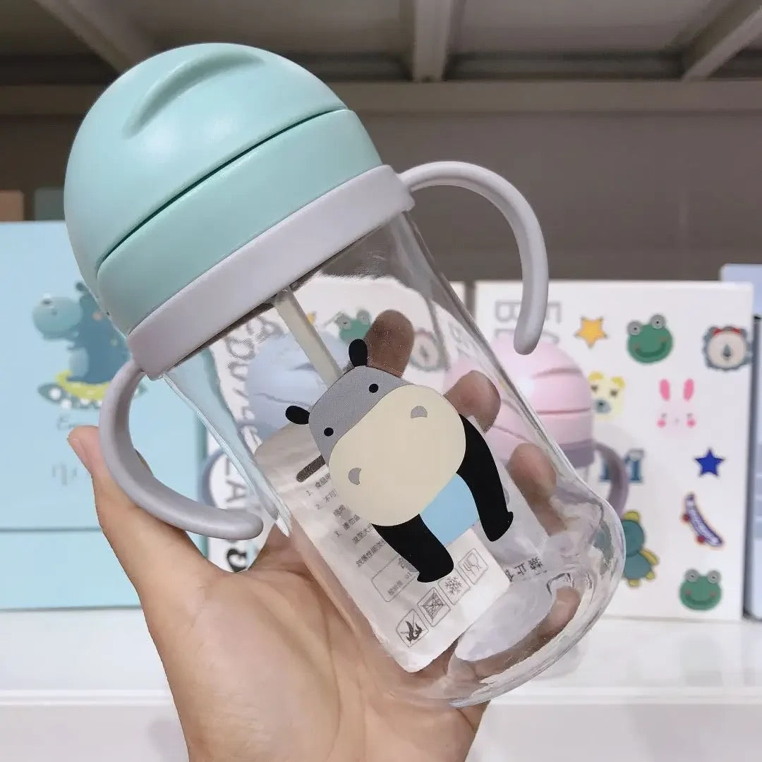 Vaso pitillo antiderrame 350ml para bebes diseño hipopótamo