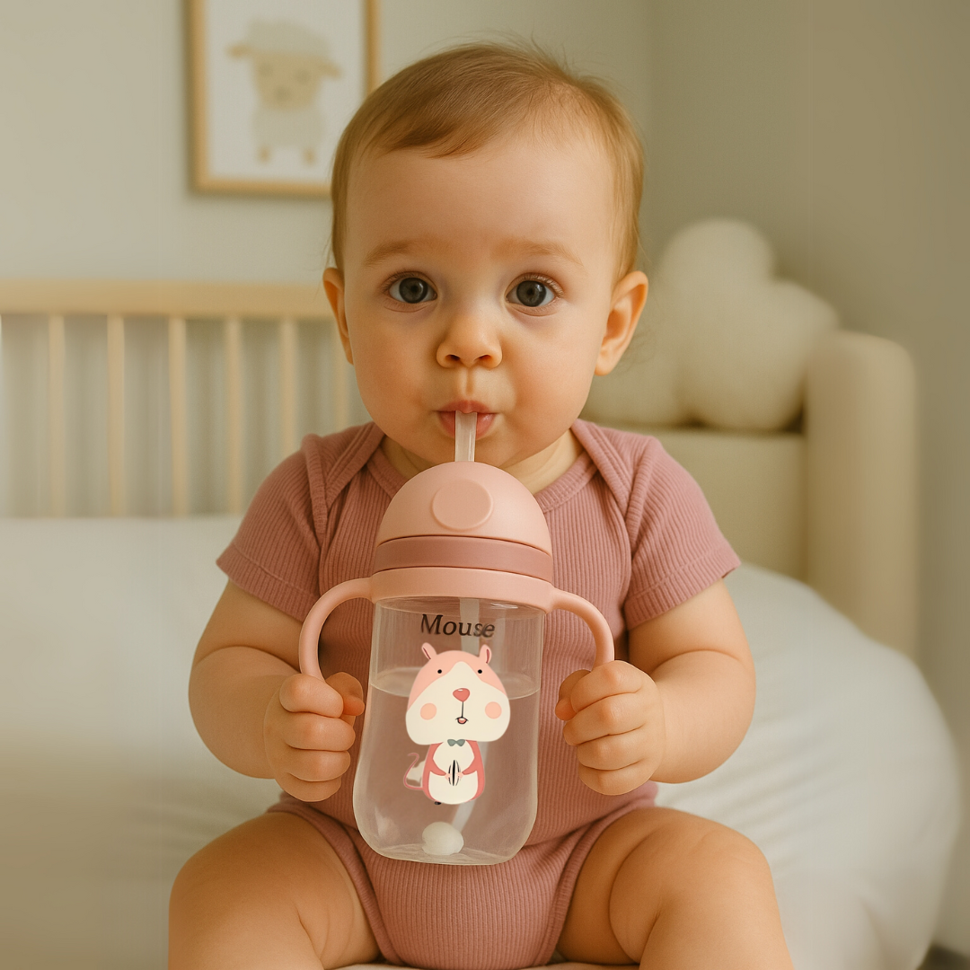 Bebé tomando agua en vaso pitillo 350 ml