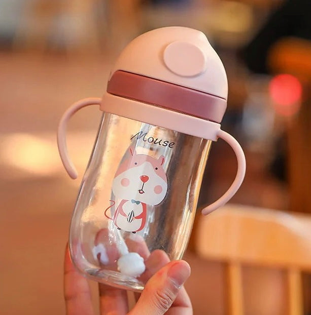 Vaso pitillo antiderrame 350ml para bebes y niños con tapa retráctil