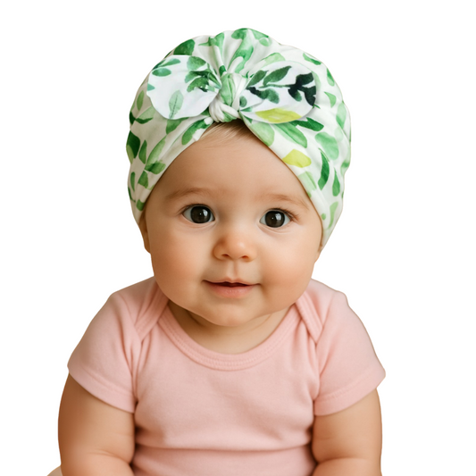 Turbante Lazo Hojas Verde 0 - 24 Meses