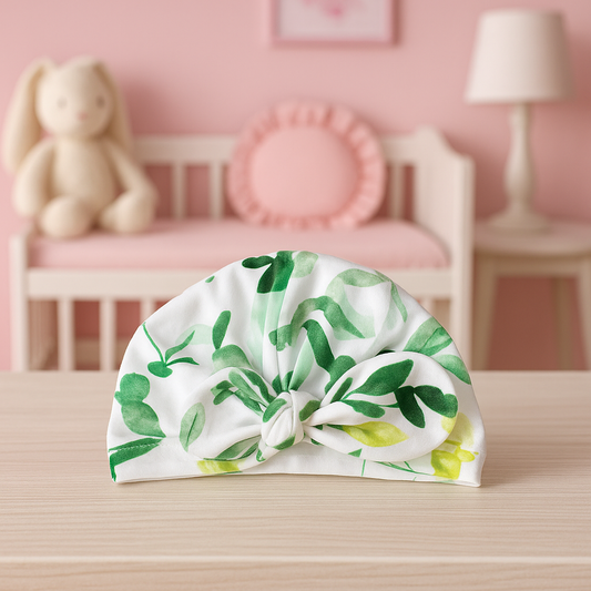 Turbante Lazo Hojas Verde 0 - 24 Meses